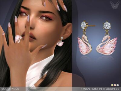 Swan Diamond Earrings By Feyona Sims 4 CC