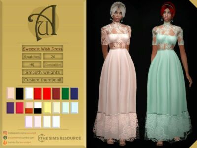 Sweetest Wish – Elegant Dress With Lace By Aurummusik Sims 4 CC