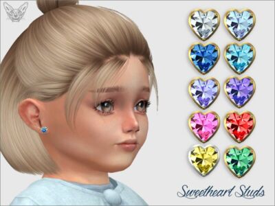 Sweetheart Stud Earrings For Toddlers By Giulietta Sims 4 CC