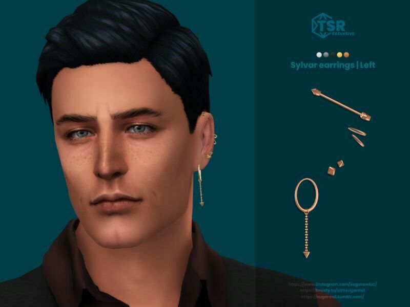 Sylvar Earrings Left Sims 4 CC