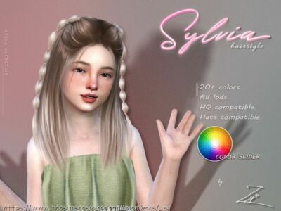 Sylvia Hairstyle ( Double Bubble Braids) For Kids By _ZY Sims 4 CC