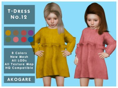 T-Dress NO.12 By _Akogare_ Sims 4 CC