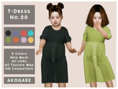 T-Dress NO.20 By _Akogare_ Sims 4 CC