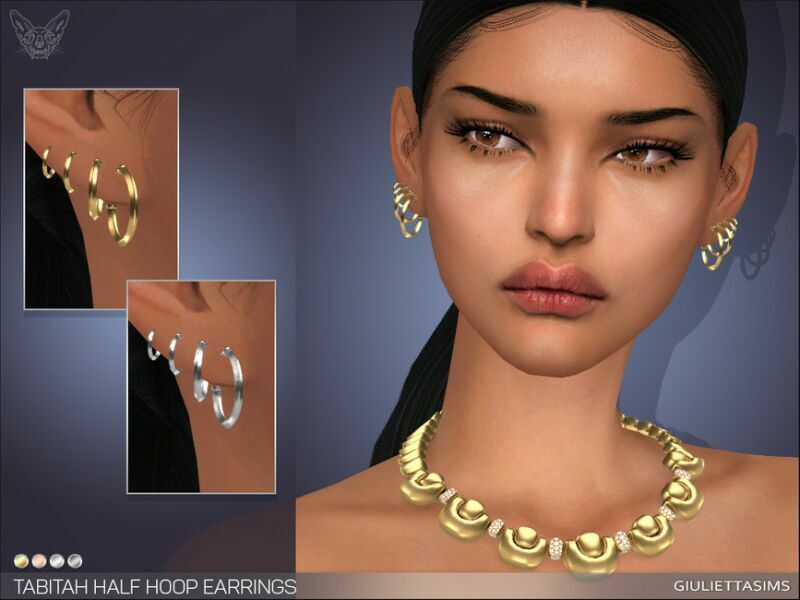 Tabitah Half Hoop Earrings SET By Feyona Sims 4 CC