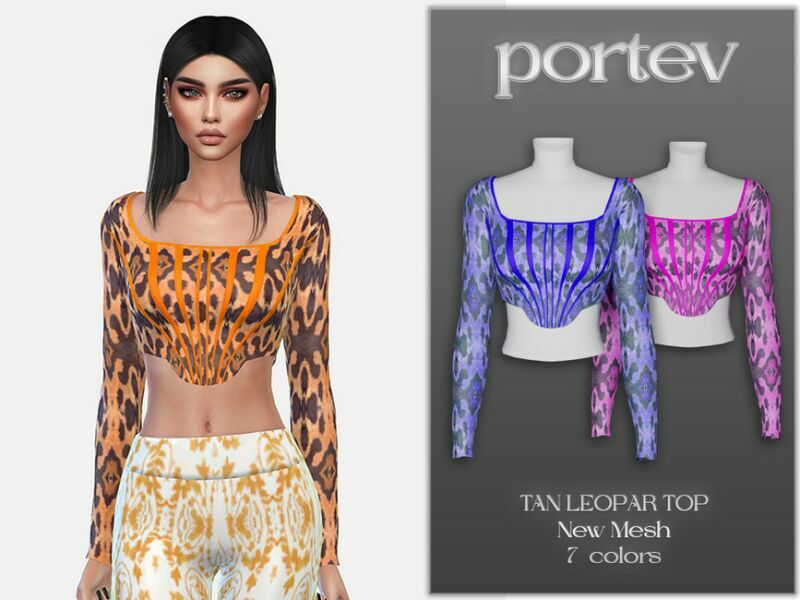 TAN Leopar TOP By Portev Sims 4 CC