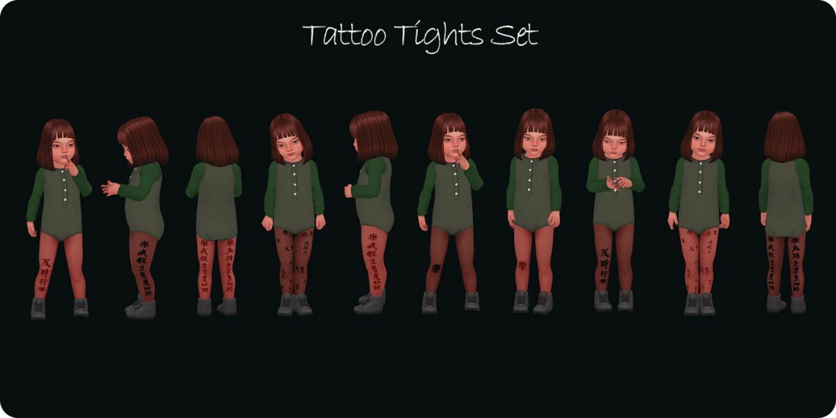 sims 4 cc tattoo tights set toddler by moonmoonsim 2