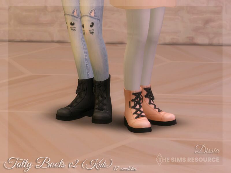 Tatty Boots V2 (Kids) By Dissia Sims 4 CC