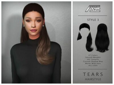 Tears / Style 3 (Hairstyle) Sims 4 CC