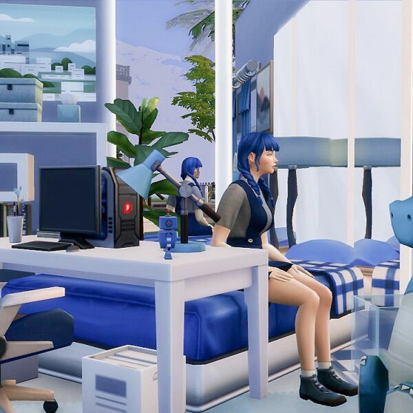 sims 4 cc the blue bedroom build by hedennychen 2