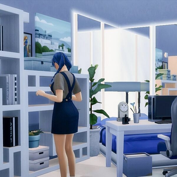 sims 4 cc the blue bedroom build by hedennychen 4