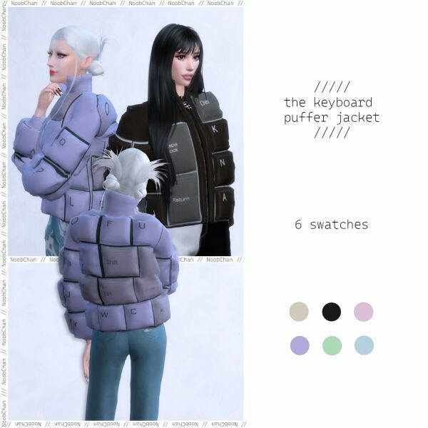 The Keyboard Puffer Jacket By Noobchan Sims 4 CC