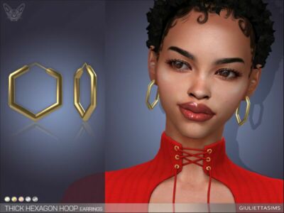 Thick Hexagon Hoop Earrings By Feyona Sims 4 CC