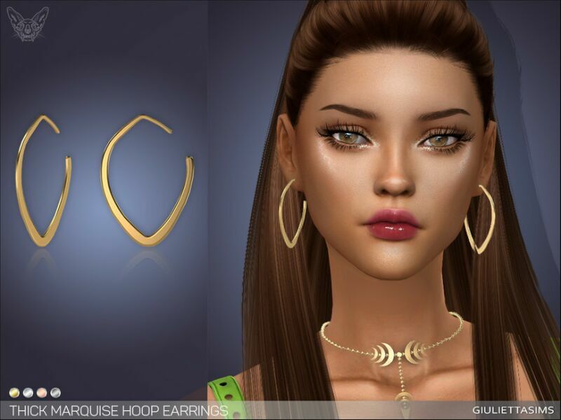 Thick Marquise Hoop Earrings By Feyona Sims 4 CC