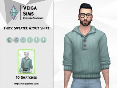 Thick Sweater Without Shirt Sims 4 CC