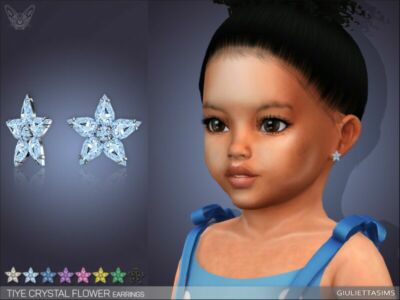 Tiye Crystal Flower Earrings For Toddlers By Feyona Sims 4 CC