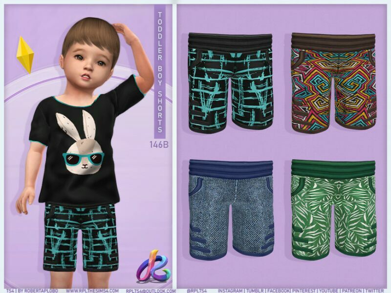 Toddler BOY Shorts Rpl146B By Robertaplobo Sims 4 CC