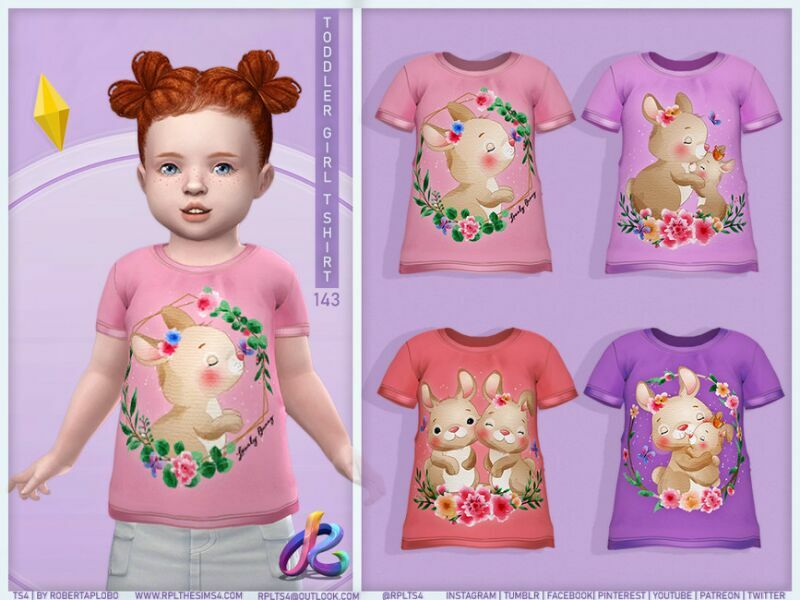 Toddler Girl Tshirt RPL143 By Robertaplobo Sims 4 CC