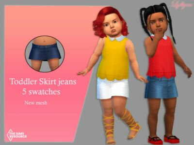 Toddler Skirt Jeans Kelly By Lyllyan Sims 4 CC