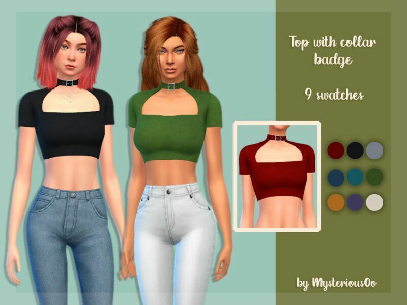 TOP With Collar Badge By Mysteriousoo Sims 4 CC