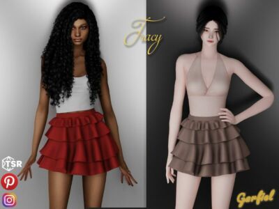 Tracy – Tiered Mini Skirt By Garfiel Sims 4 CC