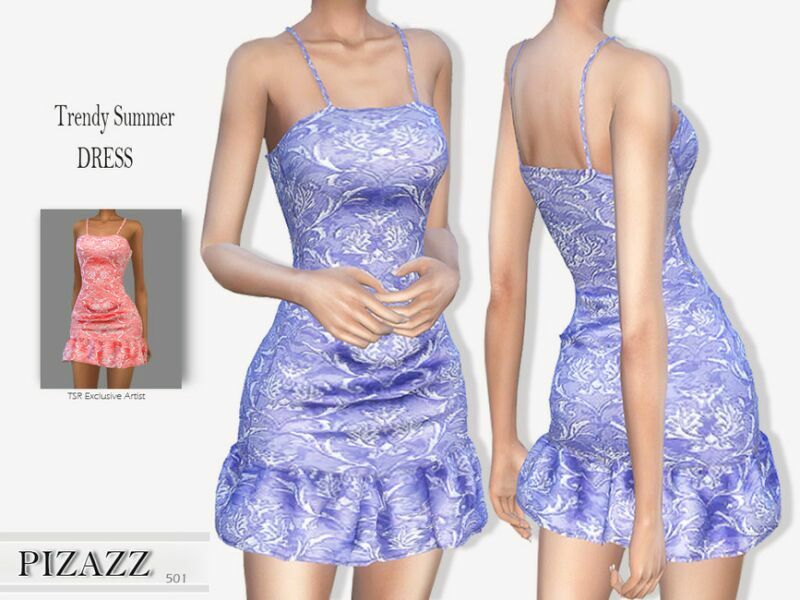 Trendy Summer Dress By Pizazz Sims 4 CC