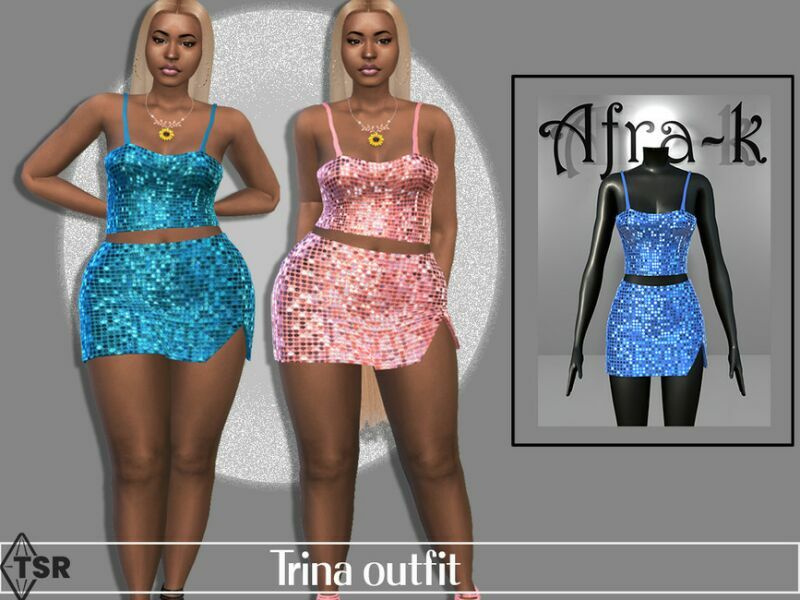 Trina Sequin Outfit By Akaysims Sims 4 CC