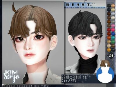 TS4 Male Hairstyle_Beast_B(Maxis Match) By Kimsimjo Sims 4 CC