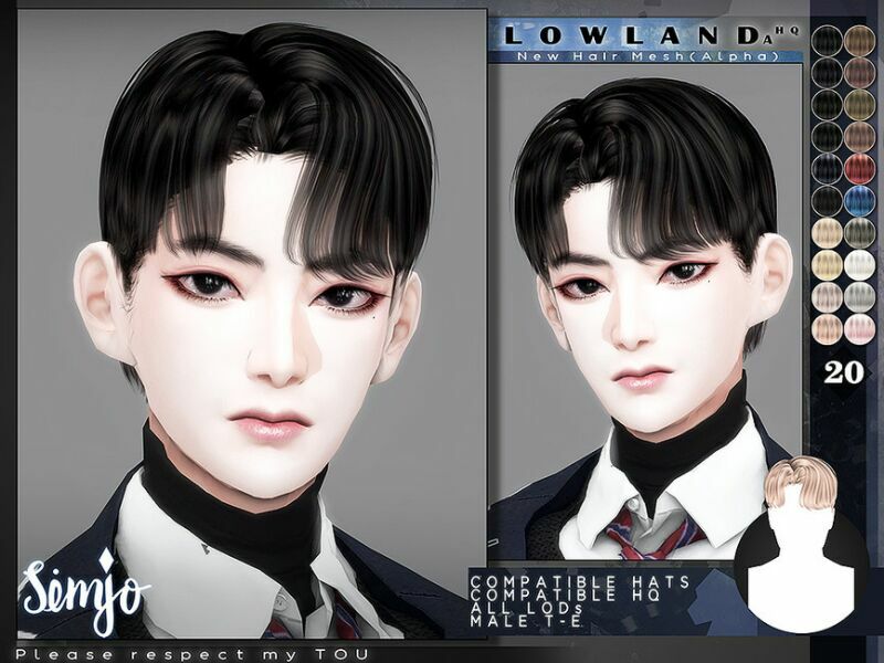 TS4 Male Hairstyle_Lowland_A By Kimsimjo Sims 4 CC