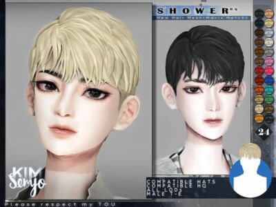 TS4 Male Hairstyle_Shower(Maxis Match) By Kimsimjo Sims 4 CC