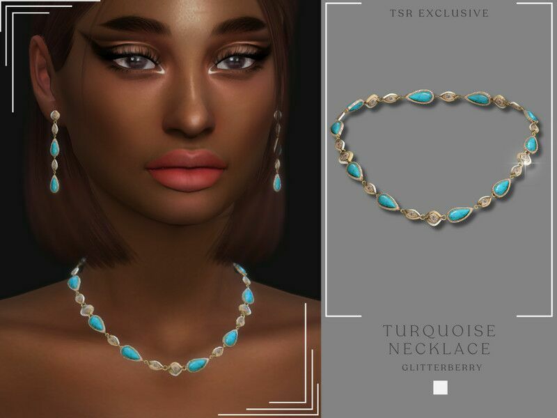 Turquoise Necklace By Glitterberryfly Sims 4 CC Download