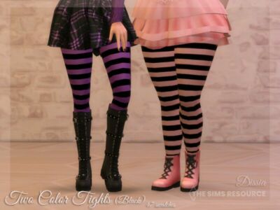 TWO Color Tights (Black) By Dissia Sims 4 CC