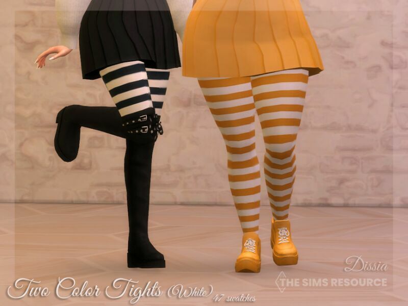 TWO Color Tights (White) By Dissia Sims 4 CC