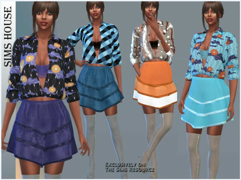 sims 4 cc unbuttoned printed blouse 2