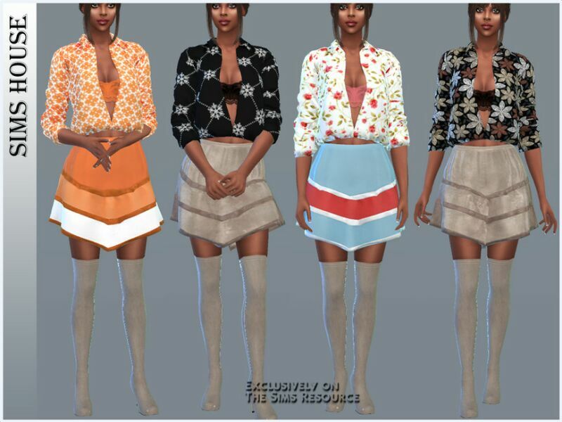 sims 4 cc unbuttoned printed blouse 4