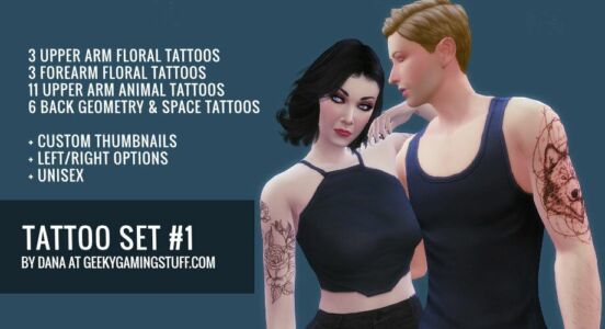 Unisex Tattoo SET #1 By Geekygamingstuff Sims 4 CC