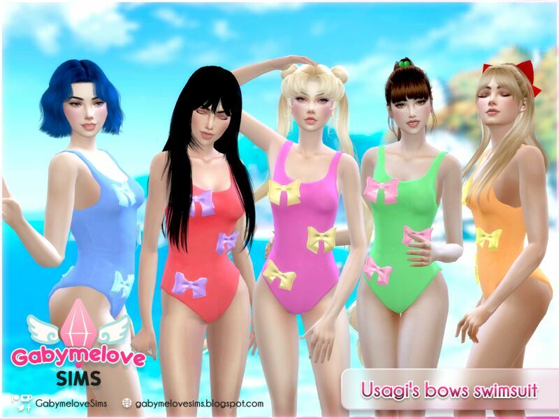 Usagi’S Bows Swimsuit (Sailor Moon) For Women | Patreon Exclusive Version: More Colors! Sims 4 CC