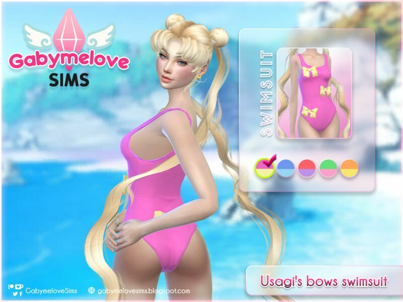 sims 4 cc usagis bows swimsuit sailor moon for women patreon exclusive version more colors 4