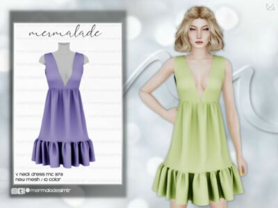 V Neck Dress MC373 By Mermaladesimtr Sims 4 CC