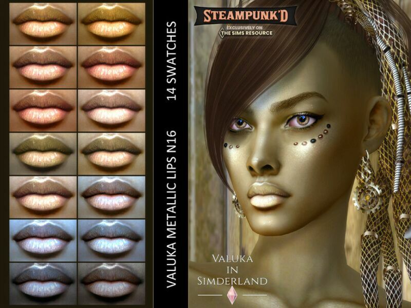 Valuka – Steampunked Metallic Lips N16 By Valuka Sims 4 CC