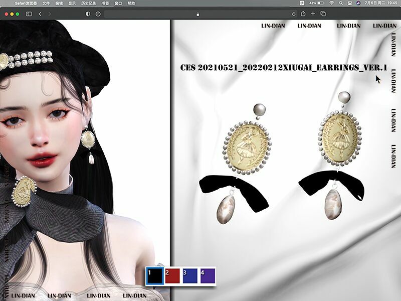 Velvet And Pearl Earrings VER.1 Sims 4 CC