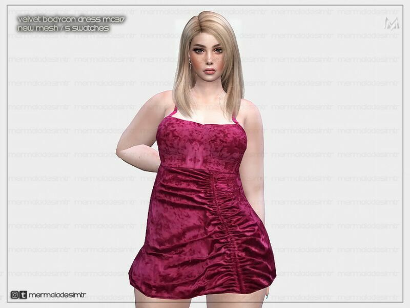 Velvet Bodycon Dress MC317 By Mermaladesimtr Sims 4 CC