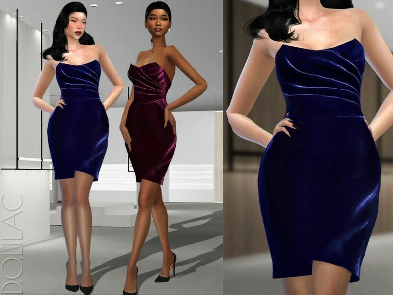 Velvet Midi Dress DO317 Sims 4 CC