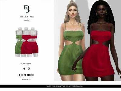 “Waist CUT OUT Detail Strappy Mini Dress / Everyday” Sims 4 CC