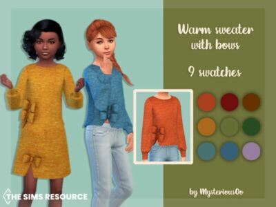 Warm Sweater With Bows By Mysteriousoo Sims 4 CC