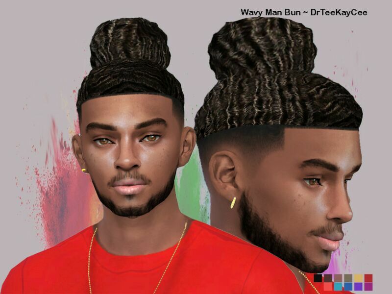 Wavy MAN BUN By Drteekaycee Sims 4 CC