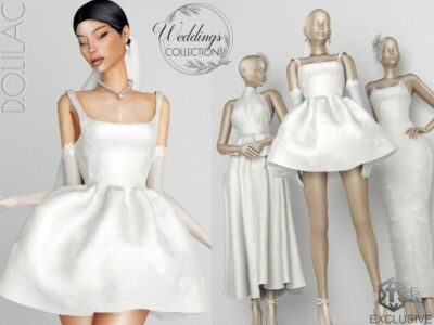 Weddings Collection Jacquard Mini Dress DO0241 Sims 4 CC Download