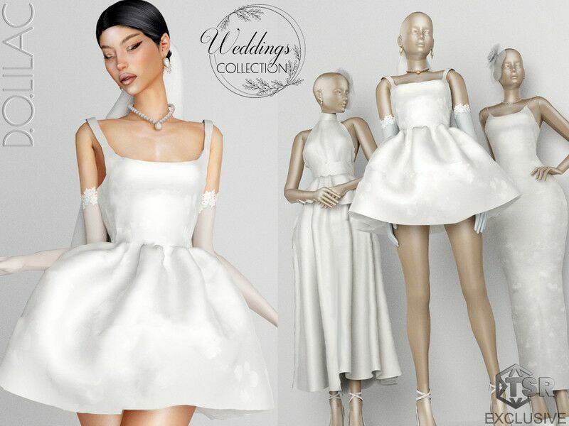 Weddings Collection Jacquard Mini Dress DO0241 Sims 4 CC