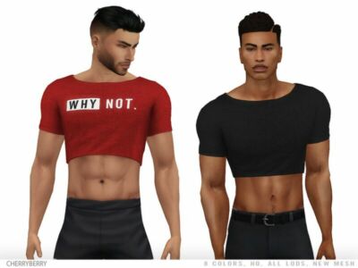 WHY NOT – Men’S Crop TOP By Cherryberrysim Sims 4 CC