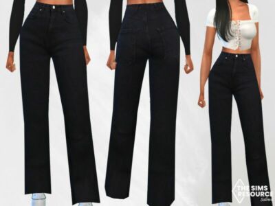 Wide LEG Black MOM Jean By Saliwa Sims 4 CC