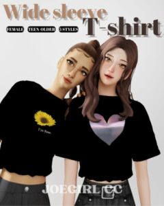 Wide Sleeve T-Shirt By Joegirl Sims 4 CC